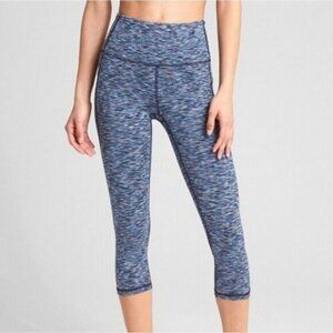 GAP \ Fit Athletic Crop Leggings Marled Patern Regular Blue Sz M